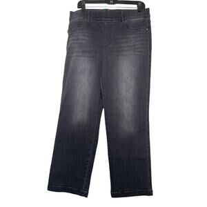 SPANX Jeans Black Wide Leg High Rise Ankle Womens XL Stretch Pants Comfort
